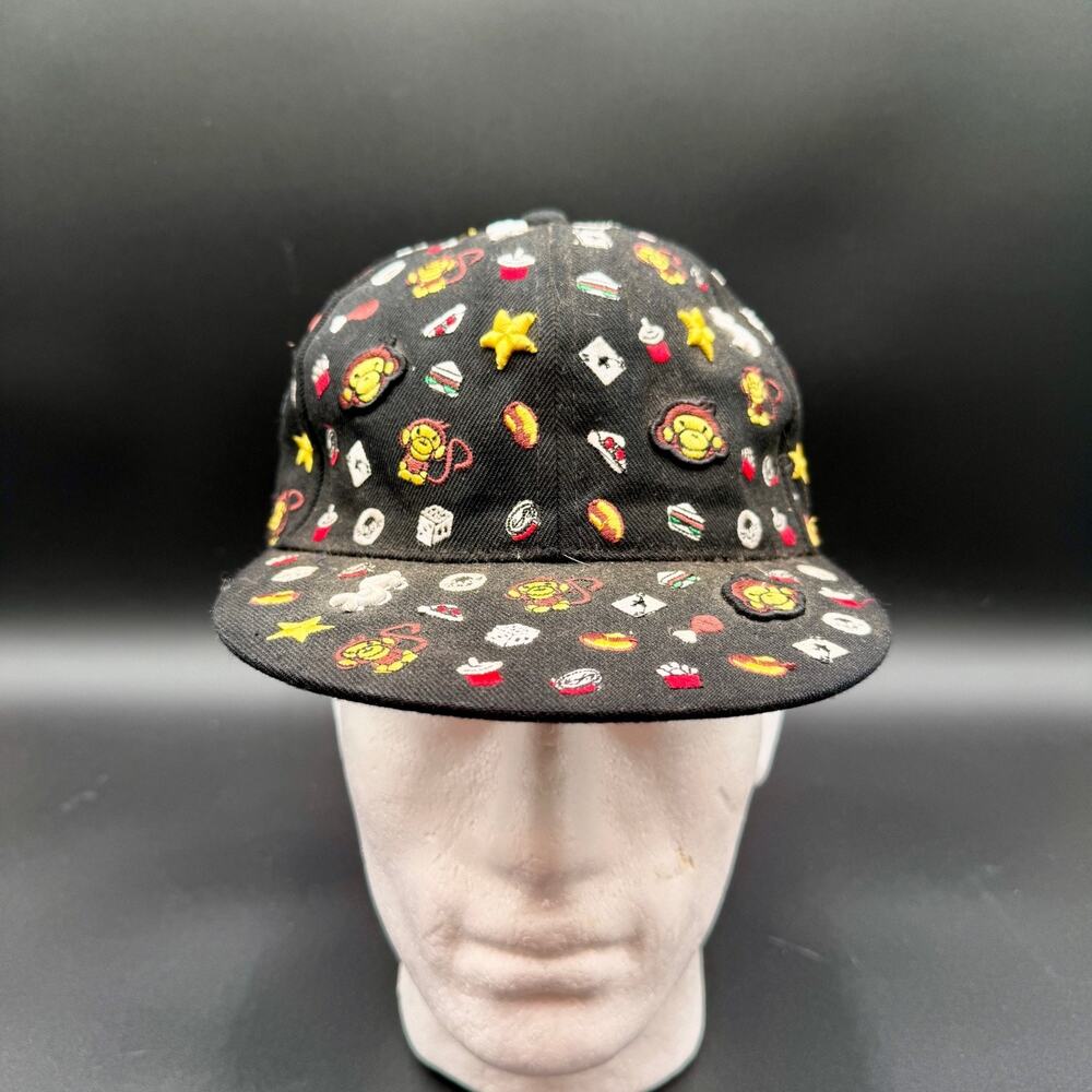 Monkey All-Over Embroidered Black Hat XL Cap